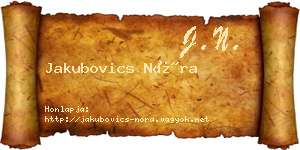 Jakubovics Nóra névjegykártya