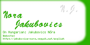 nora jakubovics business card